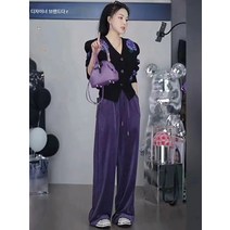프렌치 프리미엄 커스텀 숏 스웨터 가을 겨울 미니멀한 디자인감 퍼플 프린트 니트 카디건