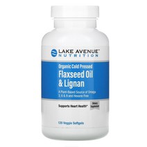 Lake Avenue Nutrition 유기농 냉압착 아마씨 오일 & 리그난 헥산 무함유 베지 소프트젤, 120정, 기본