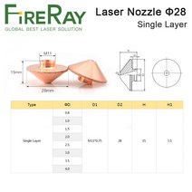 FireRay-직경 28mm 레이저 노즐 싱글 더블 레이어 구경 0.8-5.0 스레드 M11 Precitec WSX 파이버 커팅 헤, 02 Double Layers_13 5.0mm