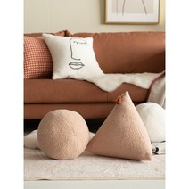 북유럽 모찌 미니 달 쿠션 미용실 카페 독서 쿠션 쇼파쿠션, 가로40cm/높이35cm(베개+베개심), 참깨 그레이 트라이앵글 [1개]