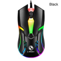 1600 인치 당 점 유선 백라이트 USB 마우스 LED 빛나는 경쟁 게임 마우스 노트북 사무실 광학 컴퓨터 기계 마우스, 블랙