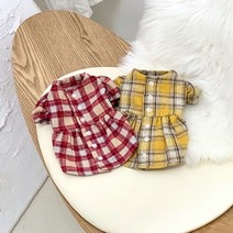 [디작소] 강아지옷 티셔츠 실내복 애견의류 쇼콜라 원피스 드레스, Yellow／M