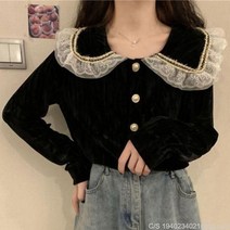 라오농 여성 긴팔 벨벳 블라우스 플랫카라 레이스 히피 97 +KIE06X