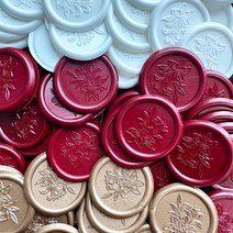 [헤음] 실링왁스 스티커 청첩장 다꾸 선물포장 (버건디 브론즈 화이트), 백합, 화이트