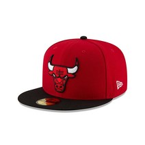 New Era NBA 성인 남성용 시카고 불스 59fifty 투톤 팀 컬러 피티드 캡