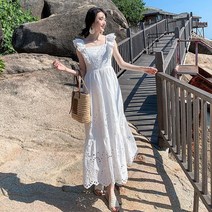 펀칭원피스 제주도 여행 룩 코디 발리 브라이덜샤워 화이트 롱 원피스 pd5