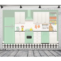 Loccor 패브릭 2.1 x 1.5m(7 x 5피트) 만화 주방 배경 홈 인테리어 베이킹 요리 도구 배경 사진 요리 파티 장식 온라인 베이킹 클래스 배너 어린이 플, 10x6.5FT