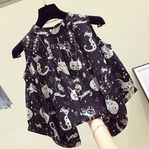 여성 반팔 블라우스 아사면 더블 상큼한 퍼프 면접 빈티지 셔츠 패턴 데일리룩 이미지