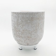 식물시간 h frp pot 흰색 원형 기다란 실외 화분, 물받이받침O