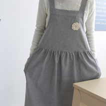 루즈한 원피스형 라떼멜빵 앞치마 어린이집 교사 단체, 그레이, 1개