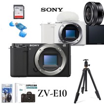 SONY 미러리스 ZV-E10+SELP1650+128G+보호필름+리더기+크리닝킷+볼헤드삼각대 풀패키지, 블랙, 32G 볼헤드삼각대 풀패키지