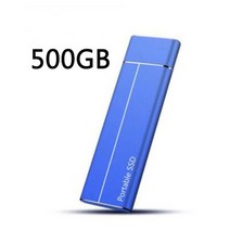 500GB 휴대용 SSD 고속 전송 1 테라바이트 2 4 8 16 외장 하드 디스크 USB c타입 인터페이스 대용량 저장 메모리 장치, [01] Blue 500GB