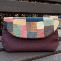 아이니들 천연염색 조각보 파우치 만들기 퀼트 DIY 패키지, 버건디