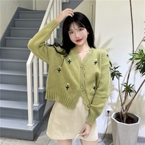 QIANSU 2022 가을 카디건 니트 고급 플라워 자수 부드럽고 여성스러운 스타일 유니크 디자인 긴팔 스웨터