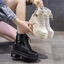 셀럽당 여성 키높이 레이스업 워커 통굽 앵클 부츠 하이탑 발편한 신발 여자워커 10cm