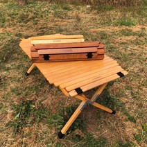 [리퍼제품] 톰벳 캠핑 우드롤테이블 + 전용가방, 내추럴
