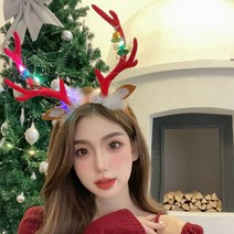 사슴뿔 헤어밴드 크리스마스 머리띠 인생네컷 촬영 소품 머리 장식 파티, K