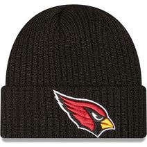 뉴에라 유니 성인용 NFL 공식 스포츠 니트 코어 커프 비니 모자 애리조나 카디널스 블랙