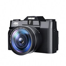포인트샷 카메라 사진 촬영용 디지털 3 인치 플립 스크린 셀카 캠코더 16X 줌 4K 유튜브 스트리밍 비디오 멀티 컬러 48MP, With Lens 2_NO TF Card