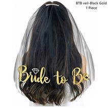 웨딩 장식 독신 파티 베일 크라운 팀 신부 머리띠 들러리 새틴 새시 샤워 암탉 밤, 03 Bveil-Black Gold