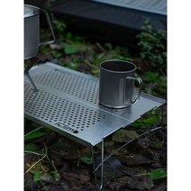 캠핑용 티타늄 접이식 테이블 백패킹 경량 미니 간이, (투피스테이블 미니실버) 약 280g