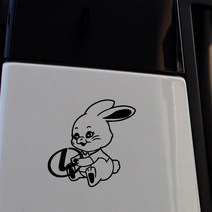 뉴진스 토끼 그림 렉서스 자동차 엠블럼 데칼 차량용스티커 챈스커스텀 / 경산스티커제작, 레드, 1개