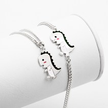 볼빨간 애기 티라노 공룡 실버 미아방지 팔찌 목걸이 세트