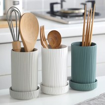 클래식 물빠짐 도자기 수저통 수저정리함, 화이트_1구