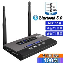 롱레인지 블루투스 오디오 송수신기 NFC 연결 송신기 HiFi 무선 오디오 어댑터 블루투스 5.0 수신기 가정용 스테레오 시스템용 서라운드 aptX 낮은 레이턴시, HRZ-028
