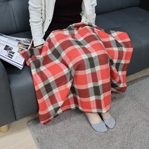 (니양몰) 캠핑담요 학생무릎담요 사무실 무릎담요 극세사 무릎담요 기본 체크무릎담요 오렌지 ABM