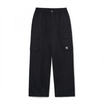 (정품)MLB 엠엘비 여성 베이직 미디움로고 코튼 와이드 카고 팬츠 (Black)