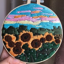 아이지너 스 프랑스자수 패키지 세트 십자수 DIY 키트, 약 15cm, 06 파란 별, 1개