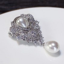 빈티지브로치 핀넥 큐빅 진주 니트 브로치 블링 옷 액세서리 빈티지 패치