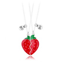 2 PCS 딸기 친구 목걸이 자기 반 하트 펜던트 목걸이 우정 자력 목걸이 패션 보석