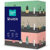 [NU] 모나리자 각티슈 250매 3입 미용티슈 (NU 831123EA ), ※누리쿠팡▶ 본상품선택