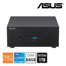 에이수스 ASUS PN63 미니PC 인텔 i5-11300H RAM 64GB + SSD NVMe 1TB 데스크탑 초소형 컴퓨터, 기본, HDD 1TB