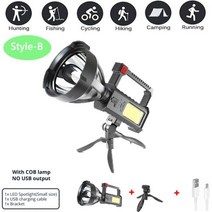 led 초강력 사냥용 써치라이트 후레쉬 USB 충전식 전원 Led 손전등 울트라 긴 조명 거리 보조베터리 램프 탐조등 XHP70 강력한 토치, [03] Style-B, [01] watertight-IPX6