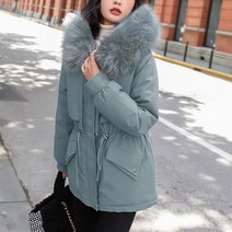 넷투넷코리아 여성 패딩 빅사이즈 루즈핏 후드 퍼 누빔 자켓 하프