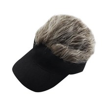 Fearlessin 1pcs 남성용 여성용 Flair Hair Sun Visor 캡 Wig 야구 최고ed 모자, 142378 Black
