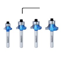 CSOOM 라운드 오버 라우터 비트 4개 0.6cm14인치 섕크 C2 카바이드 채택. 둥근 모서리 라미네이트 파티클 보드 합판 컴팩트 패널 등에 사용, 라운드 오버 가장자리
