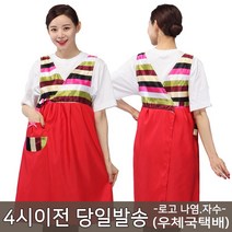 레뷰가운 AE129 한복앞치마 구정 추석 명절 개량한복 어린이집 앞치마, 1개, AE129 빨강XL