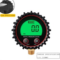 디지털 타이어 압력 게이지 3-255PSI 백라이트 LCD 디스플레이 자동차 바이크 오토바이 용 구리 스레드 공기, [02] Green 1-4