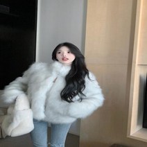 하이칼라 올인원 화이트 모피 코트