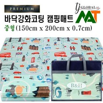 (중형) T-다이 바닥강화코팅 접이식 엠보싱 발포 두꺼운 캠핑 텐트 매트 돗자리 (캠핑툴즈/엔틱그린/런던블루/캠핑패턴 오렌지/남극펭귄), 캠핑패턴 오렌지(중형)