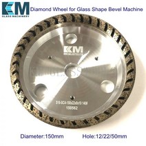 다이아몬드 휠 내부 유리 모양 베벨 기계, 150x12(Hole), Grit 100