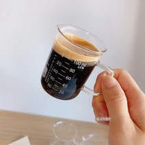 [손잡이 비커컵 글라스](3 size) 계량 내열 강화 유리컵 비이커 저그 눈금 샷잔, 250ml