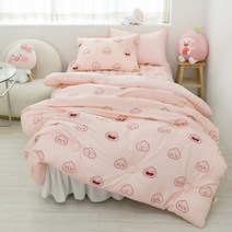 [카카오프렌즈(침구)] 카카오프렌즈 먼지없는 차렵이불+베개커버+누빔패드세트(SS)_방긋어피