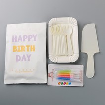 일회용 나이프 종이접시 캔들 4in1 대접 케이크, 1개, T12-10 접시 포크 스푼칼초 30 쌀 한