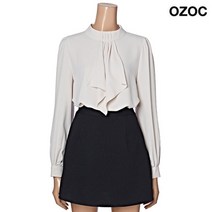 오조크 이넥 타이 프릴 쉬폰 블라우스 (5-85212) 398512