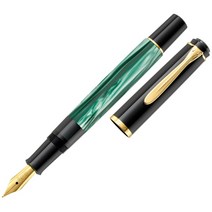Pelikan 펠리칸 클래식 M200 고급 만년필 금 도금 그린 마블 EF F M B, EF(Extra Fine), 선물상자